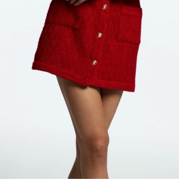 ZARA Textured Weave Blazer Dress Burgundy Red Gold Size S - Picture 7 of 16